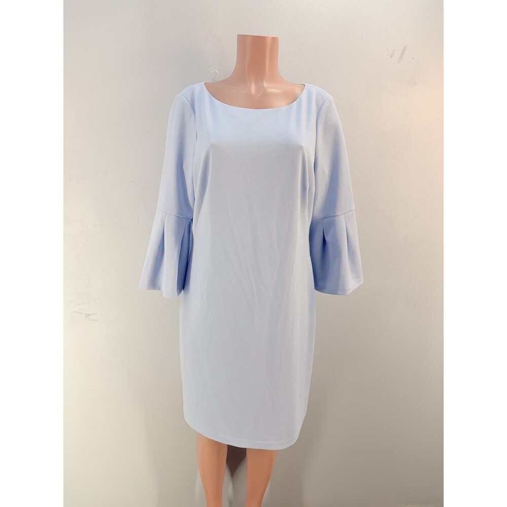 Lauren Ralph Lauren Sheath Dress Ruffle Sleeve Sz 14 Blue Classic